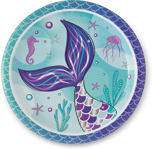 Royal Bluebonnet Mermaid Party Plates – 24 Sets of Mermaid Plates and Napkins Party Supplies, Mermaid Paper Plates, Mermaid Birthday Plates and Napkins, Mermaid Birthday Party Supplies in Saudi Arabia