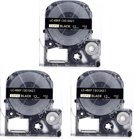 3 عبوات سوداء على صفراء بديلة لشريط الملصقات LC-4YBW LC-4YBW SC12YW 1/2 بوصة (12 مم) خراطيش شريط الملصقات القابلة لإعادة التعبئة لصانع الملصقات Epson Labe Works LW300 LW400 LW600P LW700 in Kuwait