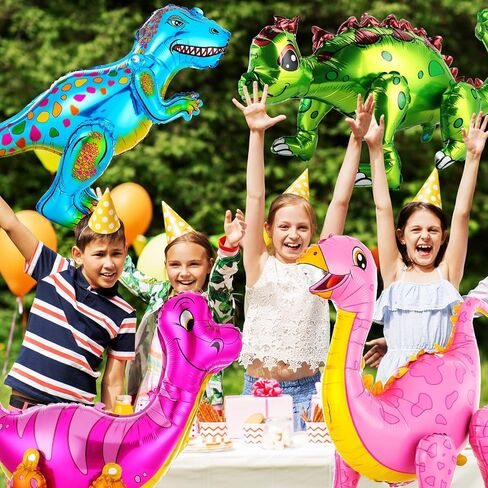 10 Pcs Giant Dinosaur Balloons 4D Dino Aluminum Foil Balloons Self Standing Dino Balloons Dinosaur Birthday Decorations Inflatable Dinosaur Balloons for Jungle Theme Party(Colorful) in Kuwait