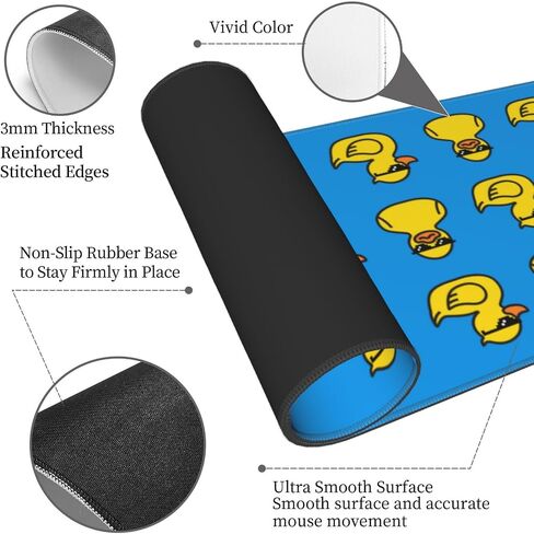 Blue Duck Sunglasses Cartoon Animal Funny Mouse Pad XL Extended Mouse Mat, Non Slip Rubber Base Stitched Edge Gaming Pc Table Large Mice Pad 31.5 X 11.8 Inch in Saudi Arabia
