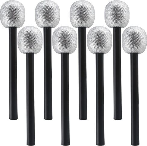 8 Pack Microphone Toy Fake Plastic Glitter Stage Mic Costume Prop for Stage Play Cosplay Prop Birthday Disco Theme Party Favors (color set 2) in Kuwait