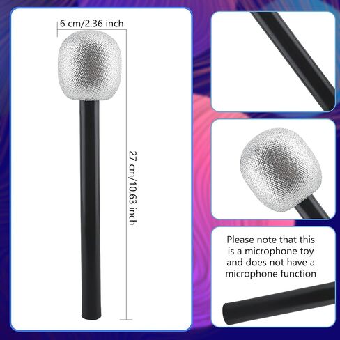 8 Pack Microphone Toy Fake Plastic Glitter Stage Mic Costume Prop for Stage Play Cosplay Prop Birthday Disco Theme Party Favors (color set 2) in Kuwait
