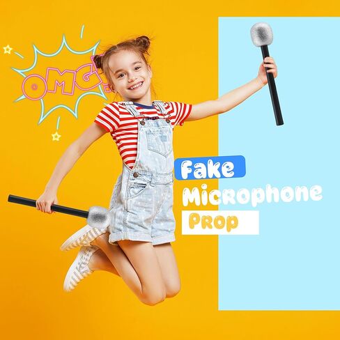 8 Pack Microphone Toy Fake Plastic Glitter Stage Mic Costume Prop for Stage Play Cosplay Prop Birthday Disco Theme Party Favors (color set 2) in Kuwait