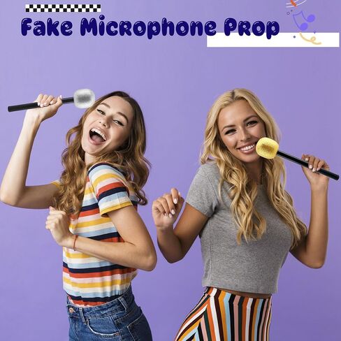 8 Pack Microphone Toy Fake Plastic Glitter Stage Mic Costume Prop for Stage Play Cosplay Prop Birthday Disco Theme Party Favors (color set 2) in Saudi Arabia