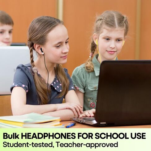 50 Pack Bulk Kids Earbuds for School Classroom Library, Student Wired Earphones with 3.5 mm Jack Multi Colored Earphones for Computer Chromebook Laptop PC (HY01,50 Mixed) in Saudi Arabia