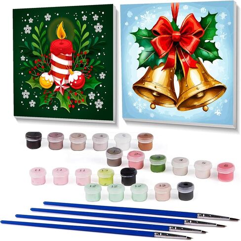 2 Pack Framed Paint by Number for Adults,DIY Small Easy Acrylic Paint by Number Kits, Colorful Balloon Paint by Numbers Kits on Canvas, Paint by Number for Beginners for Home Wall Decor 8x8inch in Saudi Arabia