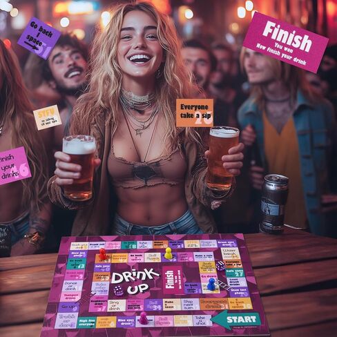 Drinking Board Game,Leather Mat Drinking Games for Adults,Interactive Girls Night Drinking Games,Bachelorette Party Games in Saudi Arabia