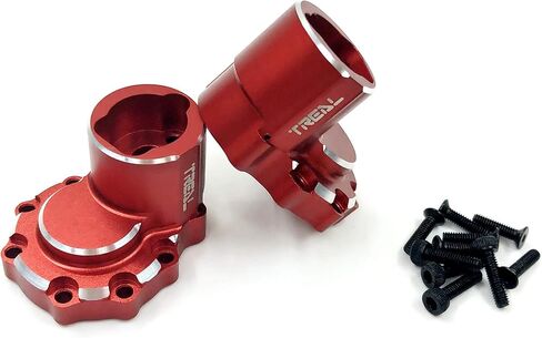 Treal Aluminum 7075 Rear Inner Portal Cover Housing and Portal Drive Axle Mounts (2) pcs for Traxxas TRX-4 - Red in Kuwait