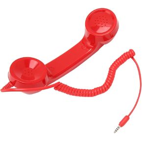 Retro 3.5mm Telephone Handset, Cell Phone Handset Mic, Microphone Handset for Mobile Phone, Cell Phone Receiver Mini Handheld Receiver Cell Phone for Mobile Phones Computers (Red)