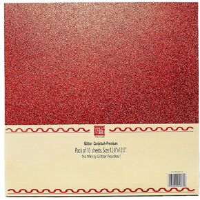 YZH Crafts Glitter Cardstock Paper, No-Shed Shimmer Glitter Papers, Cut Craft and DIY Projects Card stock, Sparkly Paper for Card Making, 12 x 12 Inch, 10 Sheets, 250 GSM (Red)