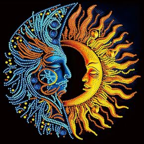 Lxmsja Sun Moon Diamond Art Painting Kits for Adults, 5D Special Shape Diamond Art Kits for Beginners, Crystal Rhinestones Diamond Art Crafts, Home Wall Decoration 30X30CM
