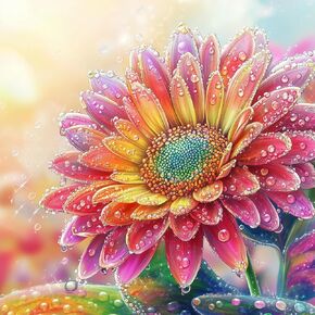 Eiflow DIY Diamond Art Kit for Adults Daisy Flower, 5D Diamonds Painting Kit Craft Gem Art Colorful Flower Full Round Drill(13.8x13.8inch/35x35cm)