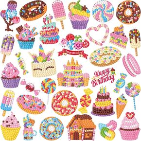 MDCGFOD 5D Diamond Art Stickers for Kids Kits by Numbers Cute Animals Creative Diamond Art for Kids Crafts for Girls Ages 6-12 Easy for Kids Adult Beginners to DIY