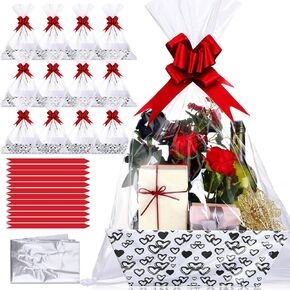 Yeaqee 36 Pcs 12 Pack 8 x 10 Inch valentines day Baskets for Gifts Empty Baskets with Bows Ribbons Bulk Thank You Appreciation Gift Box for Holiday Party Favors