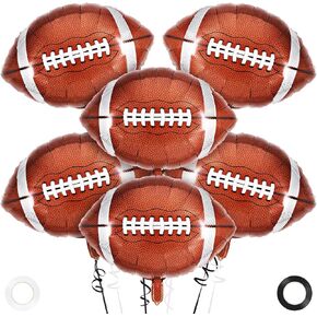 27 Inch Football Balloons, 6 Pcs Football Foil Balloons - Super Bowl & Tailgate Party Decor