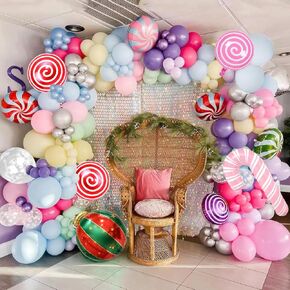 Christmas Balloon Garland Arch kit with 158 Pcs Xmas Candyland Balloons Arch Candy Balloon for Christmas Party Decorations Xmas New Year Birthday Party Supplies