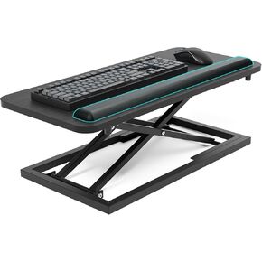 Standing Keyboard and Mouse Stand, Adjustable Height Keyboard Tray and Keyboard Riser for Desk,for Ergonomic Sit Stand Workstations with Wrist Rest、Laptop Desk 26.7 x 11.7 Inch (Black)