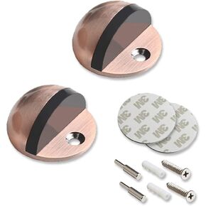 Door Stopper (2 Pack) Stainless Steel Floor Mounted Door Stop, Can be Drilled or Drill-Free 3M Adhesive, Doorstop for Hotel Home Restaurant, in Floor Mount Half Dome Door Stopper (Black) in Saudi Arabia