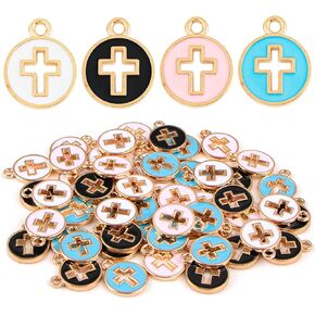 Framendino,100Pack Enamel Cross Charms Hollow Cross Charm Pendants for DIY Bracelet Necklace Jewelry Making