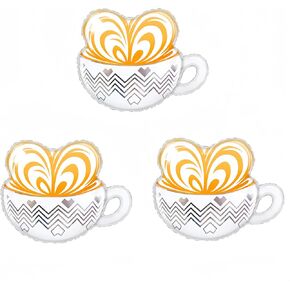 CYMYLAR 3 Pcs Coffee Latte Balloons/Coffee Birthday Party Decorations/I Love You A Latte/Coffee Booth Decoration/Coffee Lovers Party Decorations/Wedding/Coffee Bar Wall Table Decorations/Adults Party