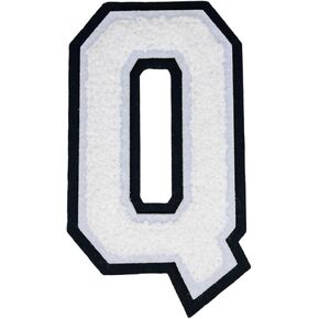 1 PCS 4.0" White Chenille Letter Patch, Iron on Patches for Hats Clothes Bags Backpacks Jeans, Initial Patches Large Varsity Letter. (Letter J)