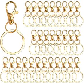 Framendino, 100 Pack Metal Swivel Snap Hooks with Key Rings Lobster Claw Clasps Lanyard for DIY Crafts