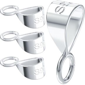 4Pcs 925 Sterling Silver Pendant Clasps for Jewelry Making, 0.41 Inch Jewelry Clasps with Jump Rings for Necklace, Pendant Clasp Connectors Bails for DIY Art Jewelry Crafts for Women