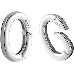 PH PandaHall 2Pcs Sterling Silver Spring Gate Rings Oval Spring Clasp Metal Spring Gate Rings Connector Clasp Necklace Enhancer Shortener Clasp Jewelry Connectors for Bracelets and Necklaces