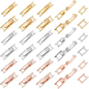 PH PandaHall 24pcs 2 Sizes18K Gold Plated Necklace Extender, 3 Colors Bracelet Extender Foldover Extension Jewelry Clasps Fold Over Clasps Bracelets Clasps and Closures for DIY Jewelry Crafts Making