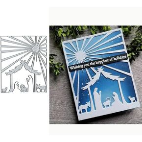 Christmas Nativity Scene Metal Die Cuts,Merry Christmas Sunshine Ray Cutting Dies Cut Stencils DIY Scrapbooking Decorative Embossing Paper Scrapbooking Card Making