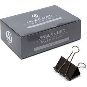 U Brands Binder Clips, Medium 1-1/4" Width, 1/2" Paper Holding Capacity, Black and Silver Steel, 96-Count