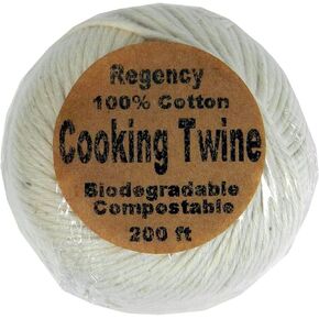 Regency Wraps Butchers Cooking Twine Ball, Made of Heavy-Weight Natural Cotton for Turkey Trussing and Meat Prep for Roasting, 200 ft Ball