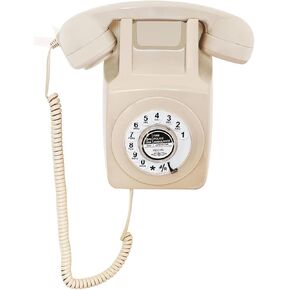 Retro Landline Telephone, Artisam Classic Corded Wall Phone, Vintage Old Fashion Wall Mount Rotary Dial Phone with Redial Function for Home Office Hotel School