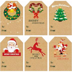 Christmas Gift Tags Christmas Self Adhesive Gift Label Stickers 120 Pieces Writing Paper Christmas Stickers Kraft Paper Colored Christmas Stickers 3x2 inch Christmas Decoration Stickers