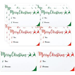jijAcraft 240PCS Christmas Tags Christmas Sticker Labels for Prsent Wrapping, Christmas Self Adhesive 2.4"x 1.4" inches Red and Green Christmas Elk Stickers, Holiday Presents Labels for Gift Wrapping