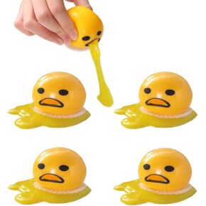 4pcs Yellow Round Vomiting & Sucking Lazy Egg Yolk, Vomiting Egg Yolk Stress Ball, Stress Relief Fidget Toy