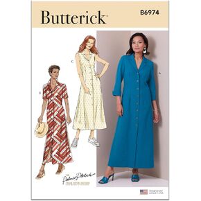 Butterick Misses' Classic Shirt Dress Sewing Pattern Packet by Palmer/Pletsch, Design Code B6974, Sizes 8-10-12-14-16, Multicolor