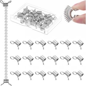 18Pcs Bead Stopper for Jewelry Making, 10mm Spring Bead Clamps Jewelry Making Tools DIY Creative Bead Line End to Prevent Beads from Falling for Necklaces Bracelets Crochet Knitting Crafts