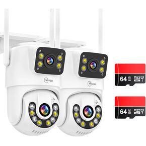 8MP Dual Lens PTZ WiFi Security Cameras Outdoor,Wired Power for AI Home Security,Motion Detection, Human Tracking,Color Night Vision,Siren,IP66 Waterproof,2-Way Audio 2.4G WiFi, 24/7 Recording,SD Slot