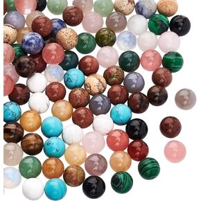 NBEADS 100 PCS Random Mixed Color No Hole Undrilled Natural Gemstone Beads, Synthetic Loose Beads Stone Charms for DIY Jewelry Making