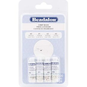 Crimp Beads Variety Pack Sizes 0, 1, 2 & 3 600/Pkg-Silver-Plated