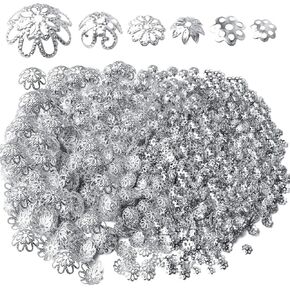 Aylifu 2200pcs Bead Caps Spacer Beads Flower Beads Caps Flower Caps for DIY Jewelry Making Crafts Supplies, 6 Styles