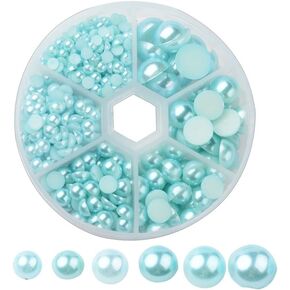 Pandahall 4-12mm Black Acrylic Faux Pearl Half Round Cabochons About 690pcs Flat Round Dome Imitation Pearls for DIY Jewlery Scrapbooking Embellishments