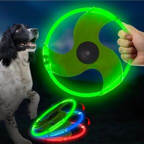 LED Dog Flying Disc, Rechargeable LED Light Dog Flying Disc Flyer Dog Toys, Glow in The Dark Flying Disc Dog Toy with 3 Light Models, Pet Training Throwing Playing for Physical Exercise