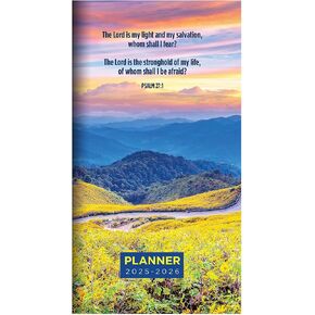 TF PUBLISHING 2025-2026 Bible Verses 2-Year Small Monthly Pocket Planner - 2-Page Large Calendar Grid and Lined Notes Section in Back - Monthly Day Planner for Purse - 3.5" x 6.5"