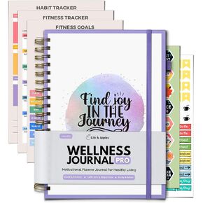 Life & Apples Wellness Planner Pro for Healthy Living - with Agenda, Food Journal, Gratitude, Fitness and Self-Care - Track Weight Loss Diet, Physical and Mental Health Goals - Undated, Rose Gold