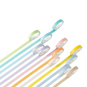 YUBBAEX Washi Tape 12 Rolls Rainbow Color Masking Decorative Tapes Set for Arts, DIY Crafts, Journals, Planners, Scrapbooking, Wrapping (8mm)