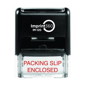 AS-IMP1045 - Packing Slip Enclosed, Heavy Duty Commerical Quality Self-Inking Rubber Stamp, Red Ink, 9/16" x 1-1/2" Impression Size, Laser Engraved for Clean, Precise Imprints
