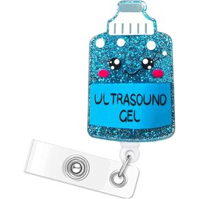 Cute Ultrasound Badge Reel: Sonography Nurse Badge Reel Holder Retractable with Swivel Alligator Clip Gifts for RDMS Sonographer Ultrasound Tech Awareness Month