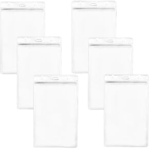 YEJI 12Pcs (6x4" Extra Large) Clear Transparent Extra Large Badge Holders Heavy Duty ID Card Badge Holder for ID Card Name Tag Passport ID, Cash, Plane Ticket Credit Card Receipts